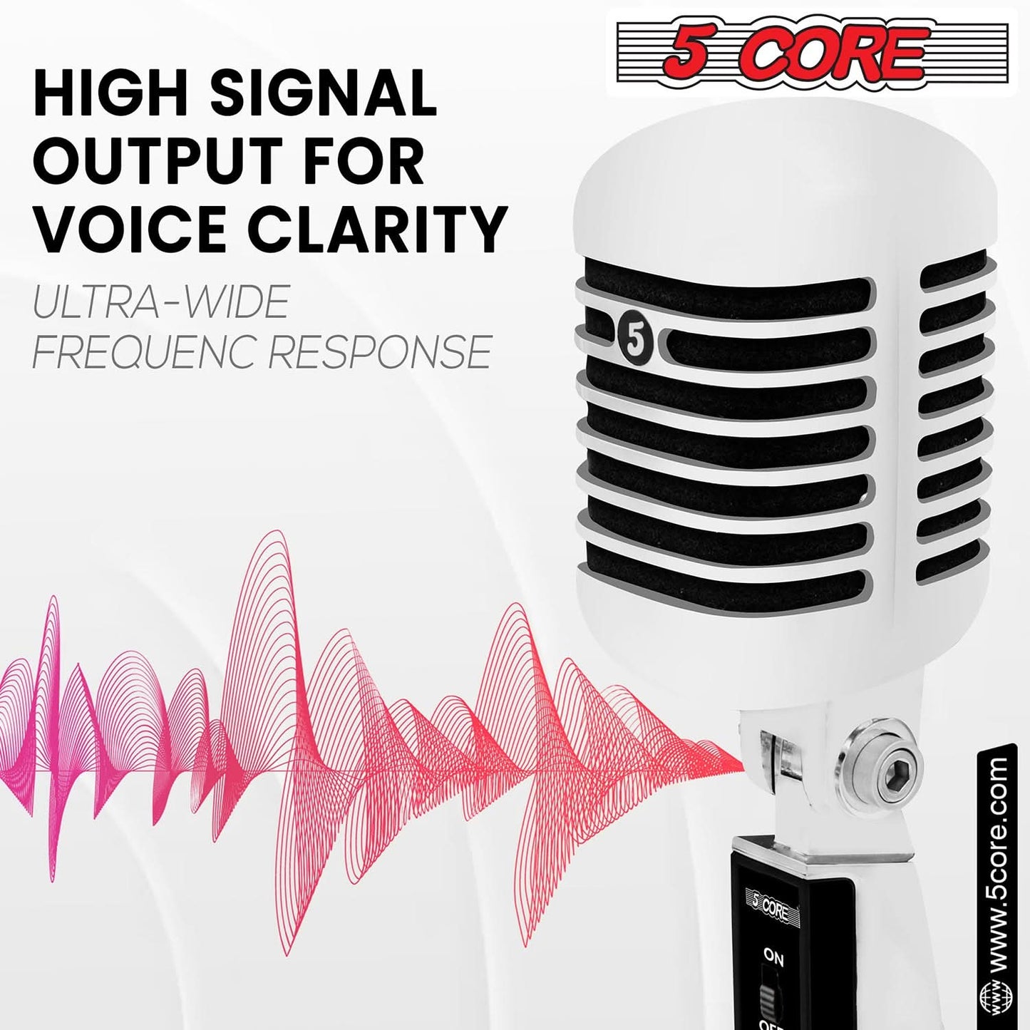 5Core Vintage Microphone Classic Dynamic Professional XLR Studio Retro Style Mic BLACK