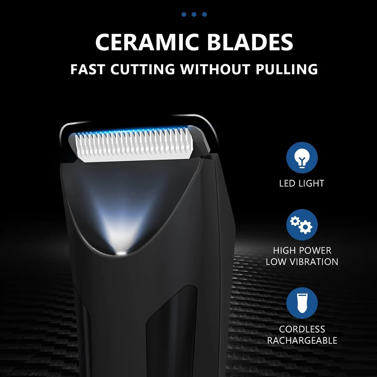 Electric Body Trimmer, Men'S Groin Hair Trimmer IPX5 Waterproof Wet/Dry Use Razor, Ceramic Blade Ball Shaver Clipper Body Grooming Kit with LCD Baterry Display, USB Recharge Dock & LED Light