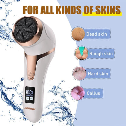 Electric Callus Remover for Feet, Foot Scrubber Powered by USB Cable or Battery, IPX7 Waterproof Foot Callus Remover with 3 Roller, Foot Grinder Suitable for Dry and Cracked Skin