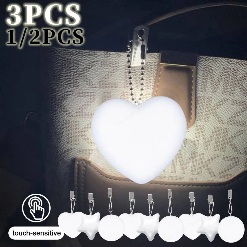 1/2/3PCS Purse Heart LED Light Handbag Lamp Automatic Motion Activated Purse Heart Shaped Light for Women Bah Purse Charm