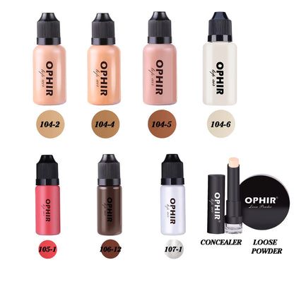 OPHIR Airbrush Makeup Set with Foundation Blush Eyeshadow Loose Powder Concealer Pen Makeup Tool Airbrush for Makeup OP-MK005B