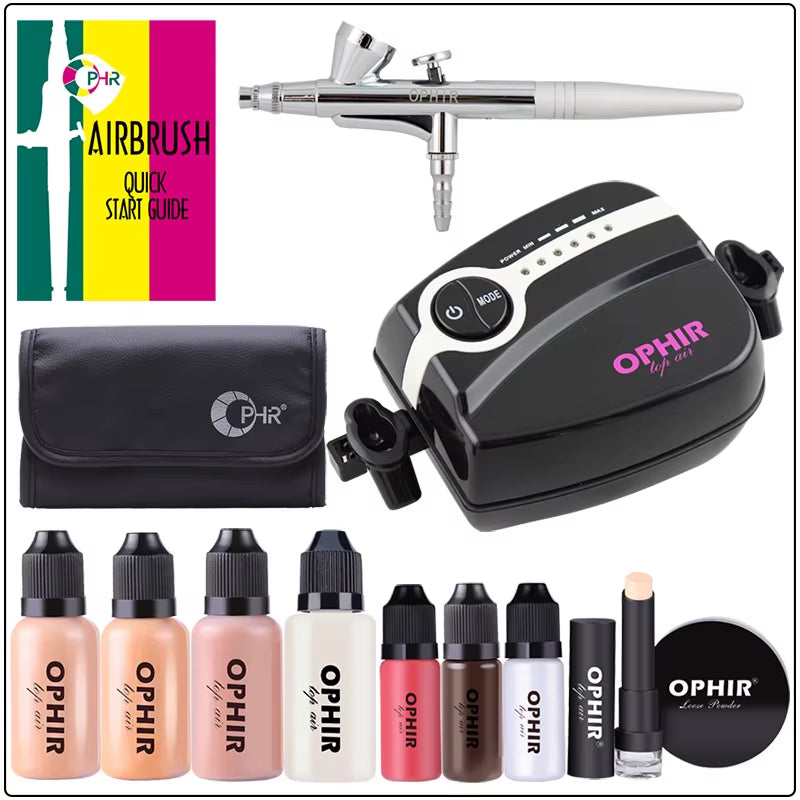 OPHIR Airbrush Makeup Set with Foundation Blush Eyeshadow Loose Powder Concealer Pen Makeup Tool Airbrush for Makeup OP-MK005B