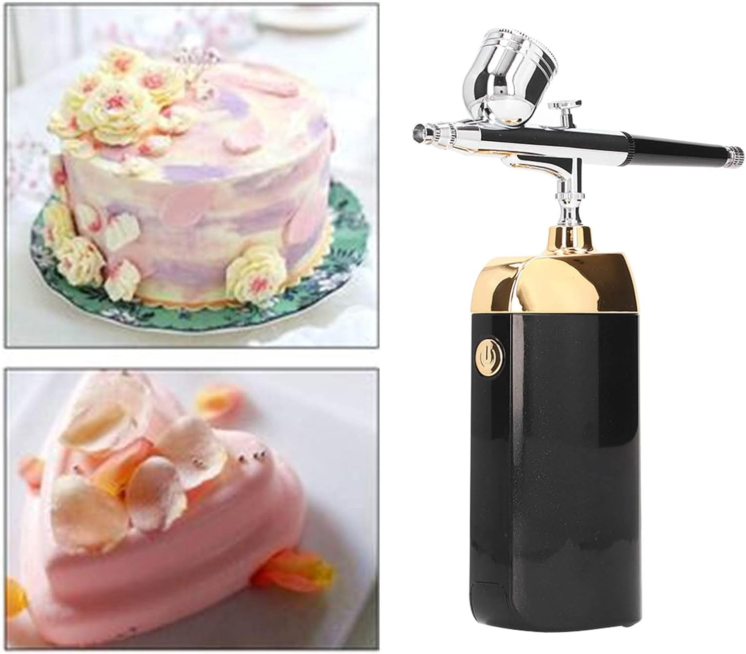 Facial Steamers,Oxygen Facial Portable Airbrush Cordless Handheld USB Charging Facial Mist Sprayer for Cake Decoration White (Black)