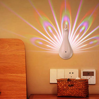 New LED Projector Night Light Remote Control Peacock Projection Wall Lamp USB Charging Colorful Nightlight Gifts Home Room Decor