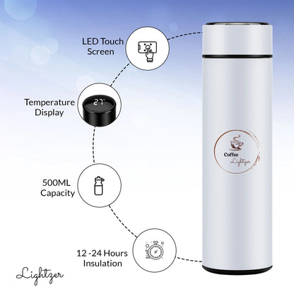 Water Bottle Tea Infuser 16.9 Oz Travel Mug Smart LCD Touch Stainless Steel